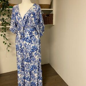 Baltic Born Blue and White Floral Jumpsuit
